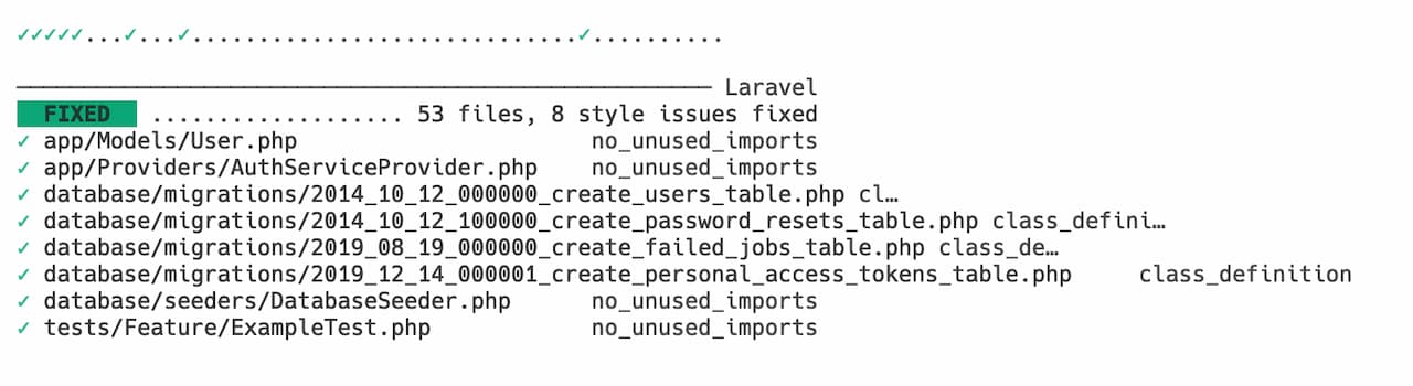 Laravel pint первый запуск